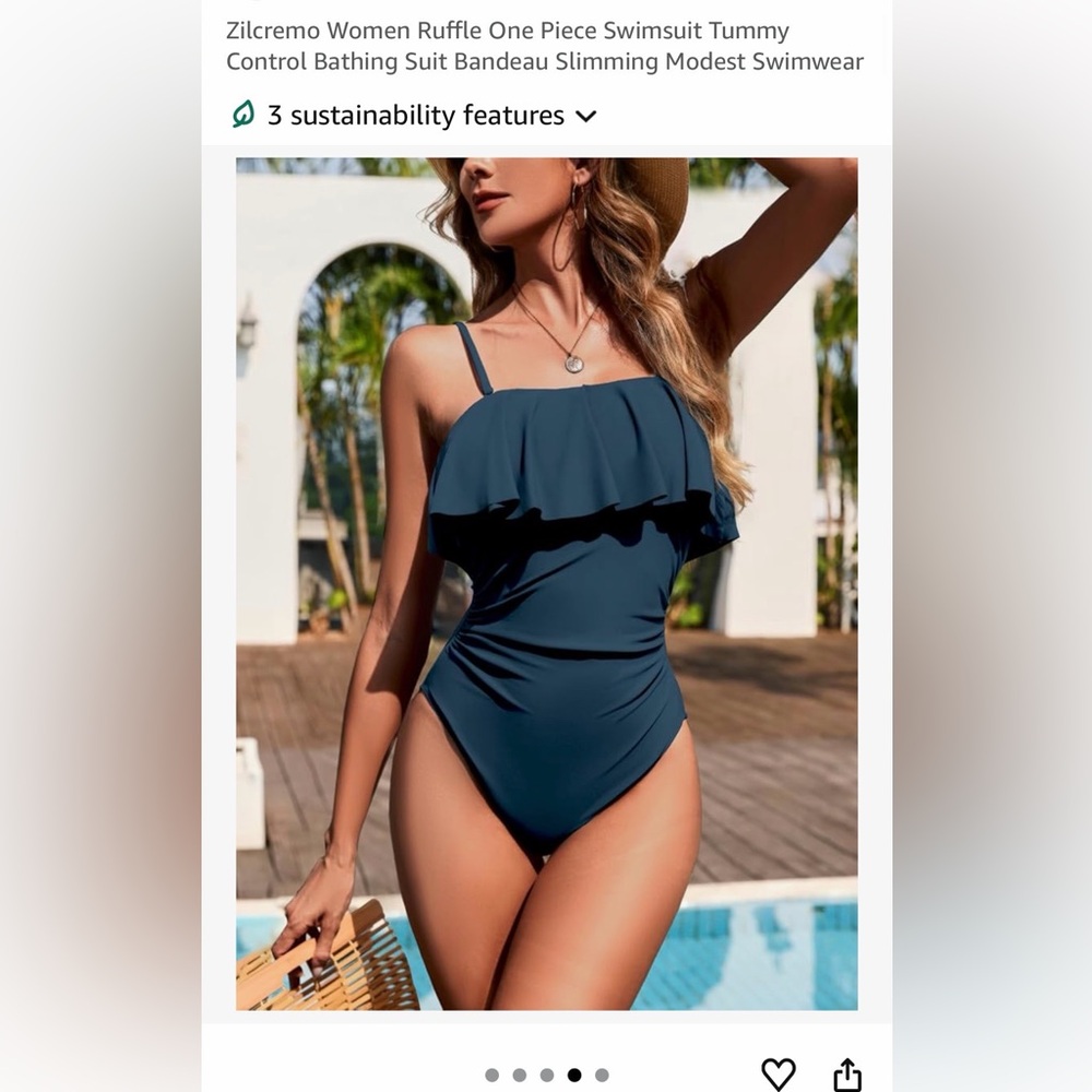 Ruffle One-Piece Swimsuit in Steel Blue